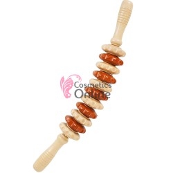 Accesoriu Roller din lemn pentru masaj ROL08 cu 11 discuri Maderoterapie, pentru spate, maini, picioare